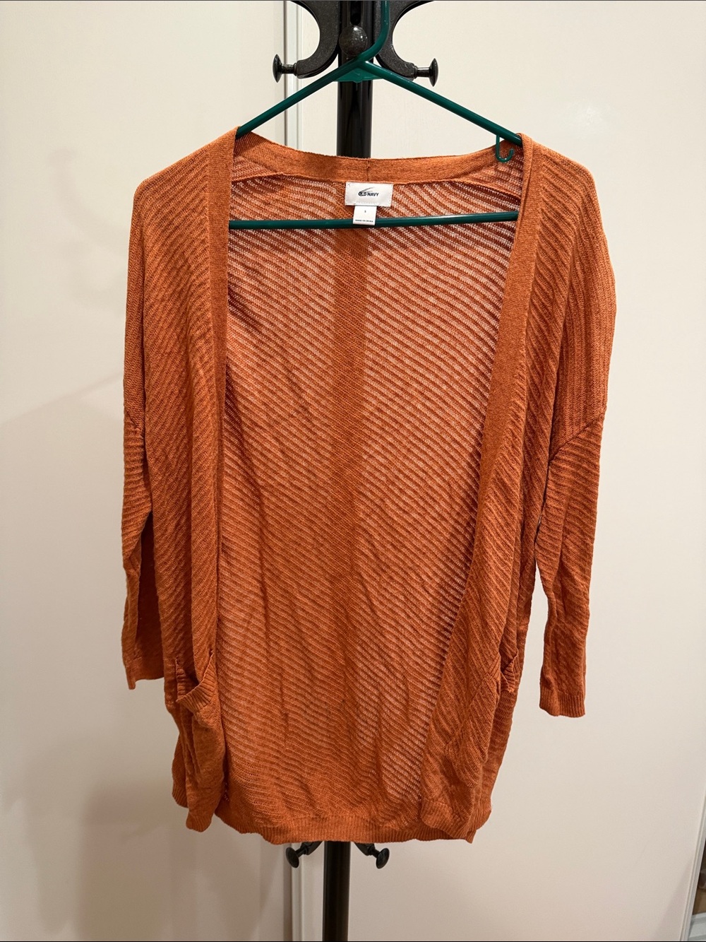 Old Navy Rust Orange Open-Front Drape Cardigan